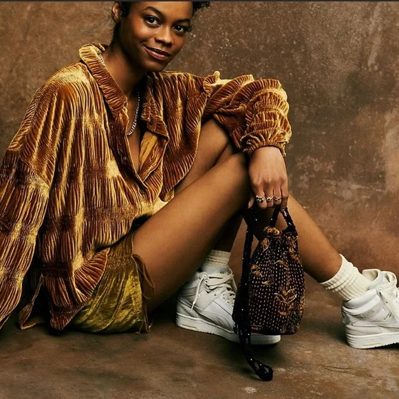 NWT Free People Velvet Moon Tote Bag Purse beaded detail red & pink available - Picture 6 of 8